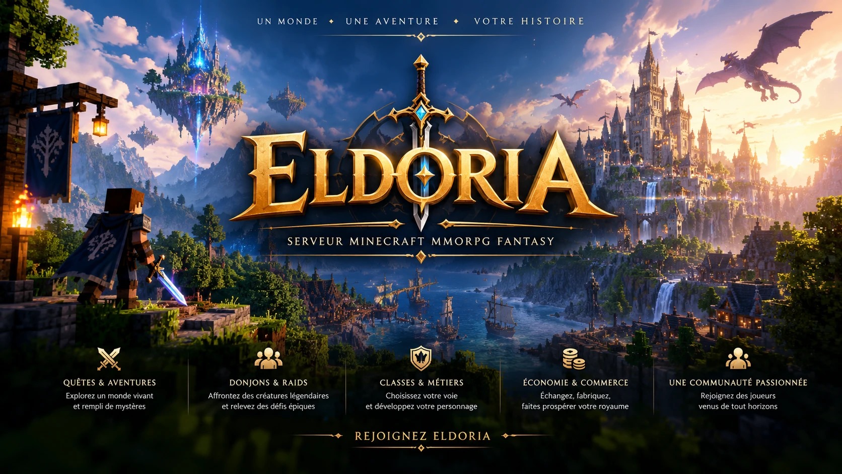 Eldoria, serveur Minecraft MMORPG fantasy